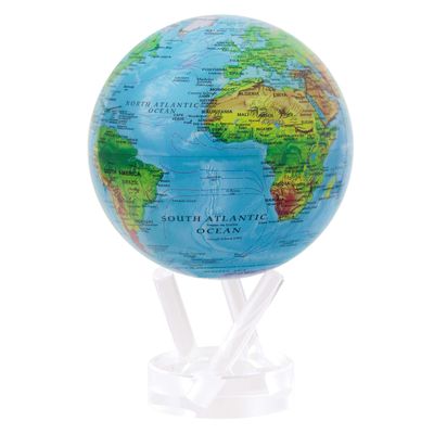 MOVA Globe Blue Relief Map 4.5 | Solar-Powered Rotating World Globe with Terrain Detail | No Batteries or Cords | Elegant Desk Dcor or Educational Gift