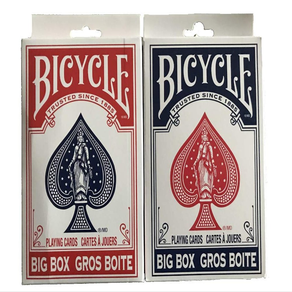 2 Deck 8082 Big Bicycle Red Blue Large Jumbo Size 4.5" X 7" Playing Cards