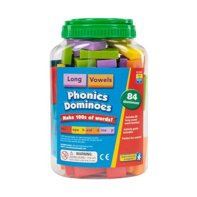 Educational Insights Phonics Dominoes  Long Vowels - Manipulative for Classroom & Home, Set of 84 Dominoes in 6 Colors, Ages 6+