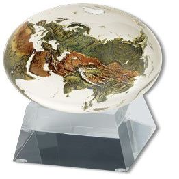Amazing Crystal Globe - Clear Crystal Sphere with Natural Earth Continents with Tapered Glass Spinning Base, 3 Inch Diameter