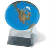 3 Aqua Crystal Natural Earth Globe - On Spinning Tapered Glass Base view 1