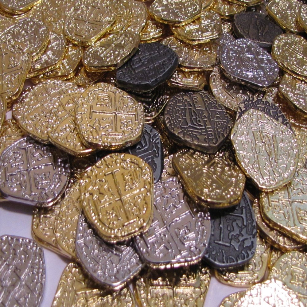Beverly Oaks 50 Pirate Coinss - Gold & Silver Doubloon Replicas
