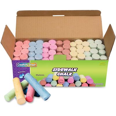 CHENILLE KRAFT Company Sidewalk Chalk, Washable/Nontoxic, 52 Piece, 4 x 1 Inches, Assorted (CKC1752)