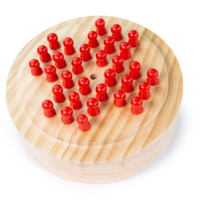 Bigjigs Toys Mini Solitaire Game - 32 Piece Solitaire Board Game with Wooden Pegs