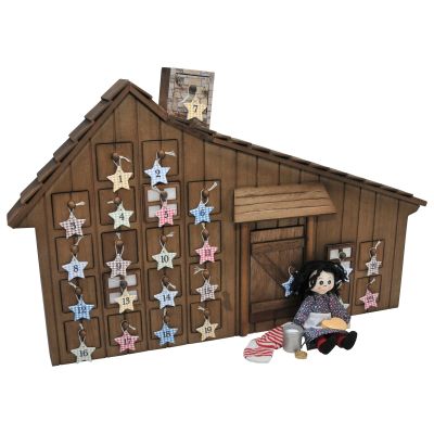 The Queen's Treasures Officially Licensed Little House On The Prairie Advent Calendar Including 18 In Doll Christmas Accessories. Shaped Like The Ingalls Home, Plus 24 Ornaments & Hanging Brackets