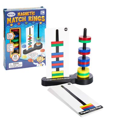 Popular Playthings Magnetic Match Rings, Stacking and Matching Magnets Game for Kids, Stem Magnet Movers Learning Toy with 40 Challenges
