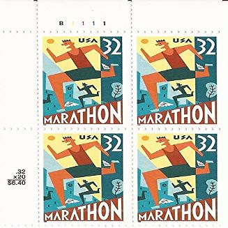 1996 MARATHON ~ RUNNING #3067 Plate Block of 4 x 32 cents US Postage Stamps