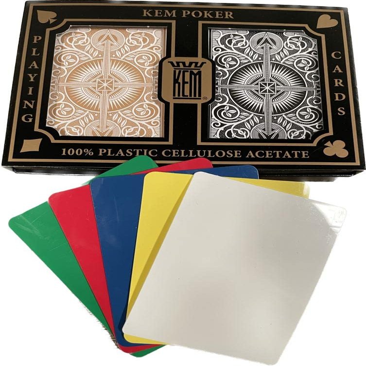 2 Free Cut Cards + KEM Arrow Black Gold Playing Cards Poker Size Regular Index