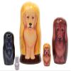 Golden Retriever Dog 5 Piece Russian Wood Nesting Doll Made in Russia Decoration view 1