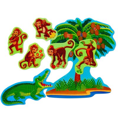 Little Folk Visuals Five Monkeys Sitting in a Tree Precut Felt Pieces, 7 Pieces Set