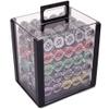 Brybelly Poker Chips 1000 Chips Set with Acrylic Case - Heavyweight 14g Poker Chips Set with 10 Removable Trays and 11" x 12" x 15" Portable Case - 8 Stripe Textured Inlay Casino Chips view 1