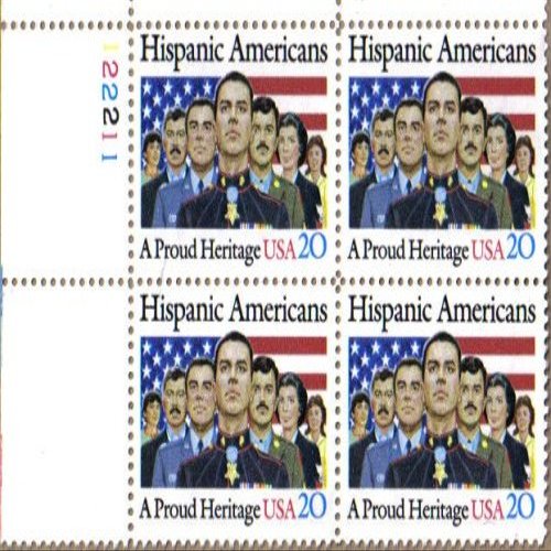1984 HISPANIC AMERICANS #2103 Plate Block of 4 x 20 cent US Postage Stamps