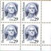 1993 THOMAS JEFFERSON #2185 Plate Block of 4 x 29 cents US Postage Stamps view 1