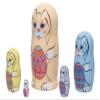 Golden Cockerel Made in Russia Easter Bunnies with Eggs Nesting Doll 5pc./5" aka Ukrainian Pisanke Easter Egg Rabbit Collectible Babushka Russian Doll 100% Guaranteed! view 3
