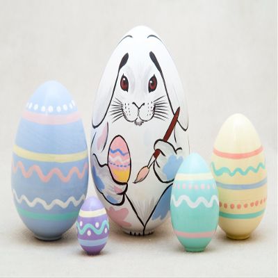 Golden Cockerel Easter Bunny Nesting Egg 5pc./4"