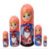 Golden Cockerel Made in Russia Authentic Russian Nesting Matryoshka Maiden w/Cat Nesting Doll 5pc./5" aka Tabby Cat Babushka Doll view 1