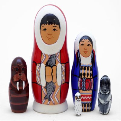 Golden Cockerel Eskimo Nesting Doll 5pc./5"