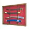 2 Sword Display Case Cabinet Stand Holder Wall Rack Box - Lockable w/ 98% UV Protection -Walnut view 2