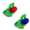 RaZbaby RaZberry Silicone Teether Pacifier  Teething Relief for Infants, Food-Grade, BPA-Free, Hands-Free, Natural Berrybumps Fruit Texture for Sensory Development, Freezable, 2-Pack - Red & Blue view 1