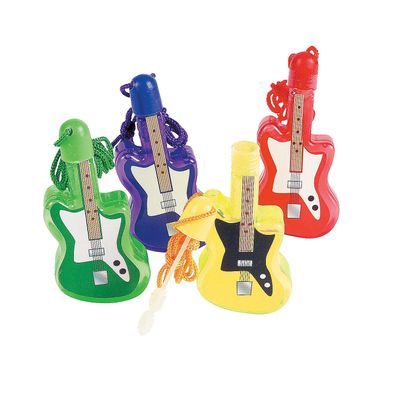 Fun Express Guitar Bubble Bottle Necklaces Colorful Music Party Favors for Kids Perfect VBS Vacation Bible School Supplies Fun Decorations Parties & Events Engaging & Interactive 12 Pieces