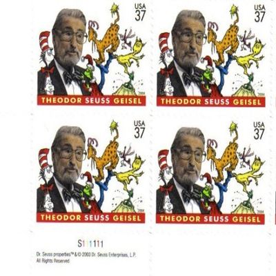 2004 DR. Seuss #3835 Plate Block of 4 x 37 Cents US Postage Stamps