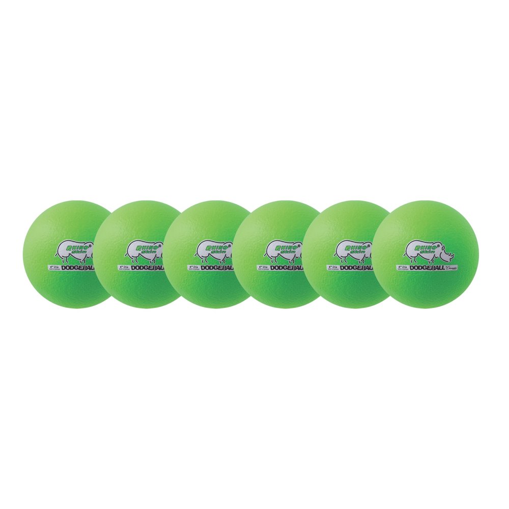 Champion Sports Rhino Skin Dodgeball (Set of 6, Neon Green, 6")