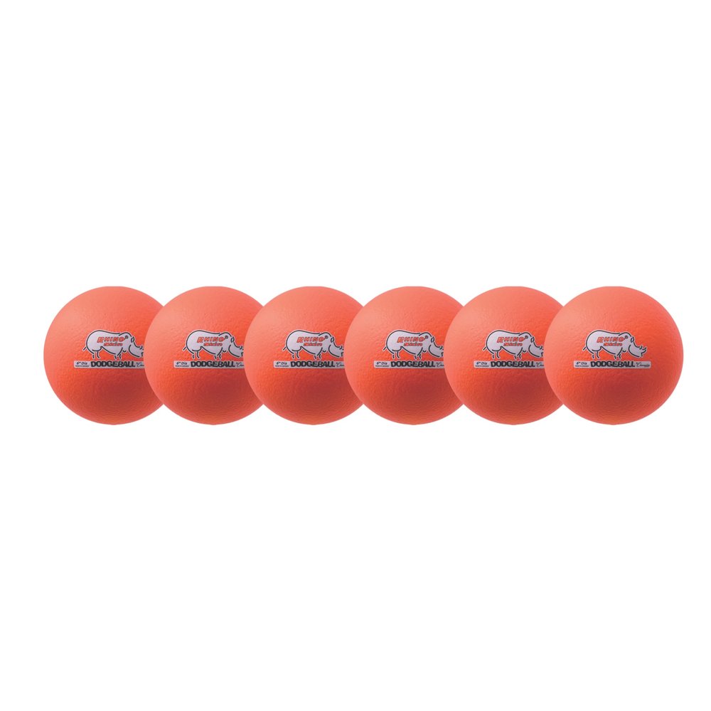 Champion Sports Rhino Skin Dodgeball (Set of 6, Neon Orange, 6")
