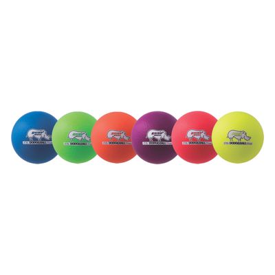 Champion Sports Rhino Skin Dodgeballs (Set of 6, Neon Rainbow, 6") (RXD6NRSET), 6-Inch