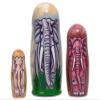 Elephant 3 piece Russian Wood Nesting Doll Made in Russia Decoration New Animal view 1