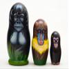 Golden Cockerel Gorilla Nesting Doll 3pc./3.5" Primate Matryoshka Chimp Babushka Russian Stacking Doll view 1