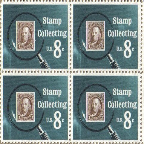 1972 STAMP COLLECTING #1474 Block of 4 x 8 cents US Postage Stamps