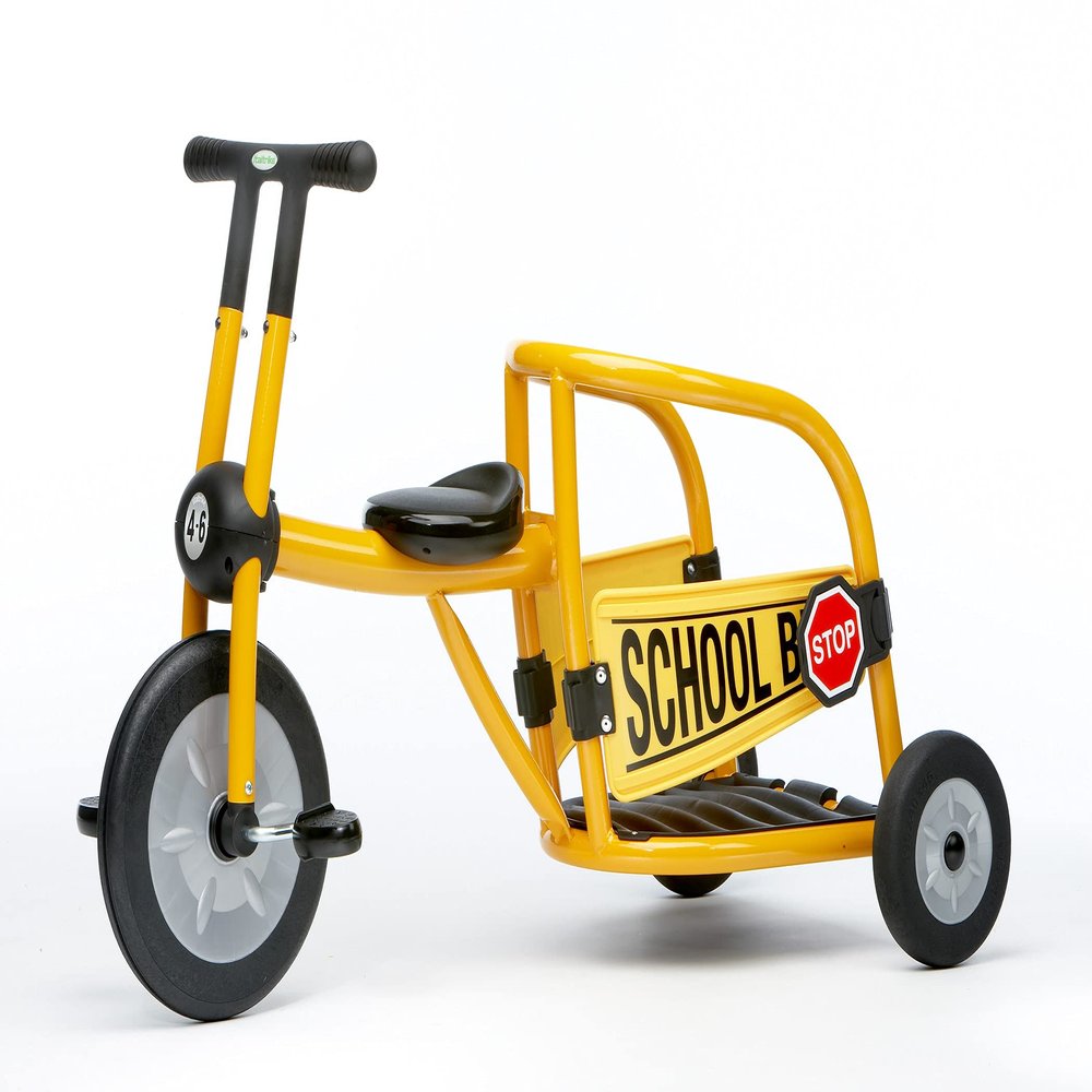Italtrike Pilot School Bus Outdoor Tricycle for Toddlers and Kids, Superior Engineering, Strong & Durable, Easy Assembly, Adjustable Seat, Ages 4-6 (Yellow)