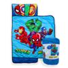 Jay Franco Kids Nap Mat with Embedded Pillow & Blanket  Soft 46"x20"Microfiber Sleeping Bag with Name Tag & Handle Blue - Avengers view 1