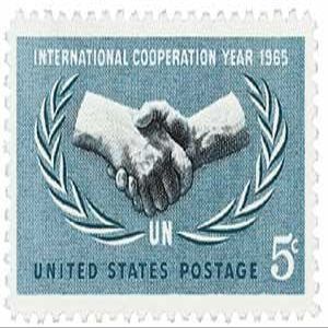 #1266 - 1965 5c International Cooperation Year Plate Block Postage Stamps (4)