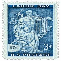 #1082 - 1956 3c Labor Day Postage Stamp Numbered Plate Block (4)