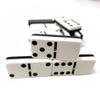 Marion Domino Double 6 Black & White Two Tone Jumbo Tournament Professional Size with Spinners in Elegant Black Velvet Case. view 4