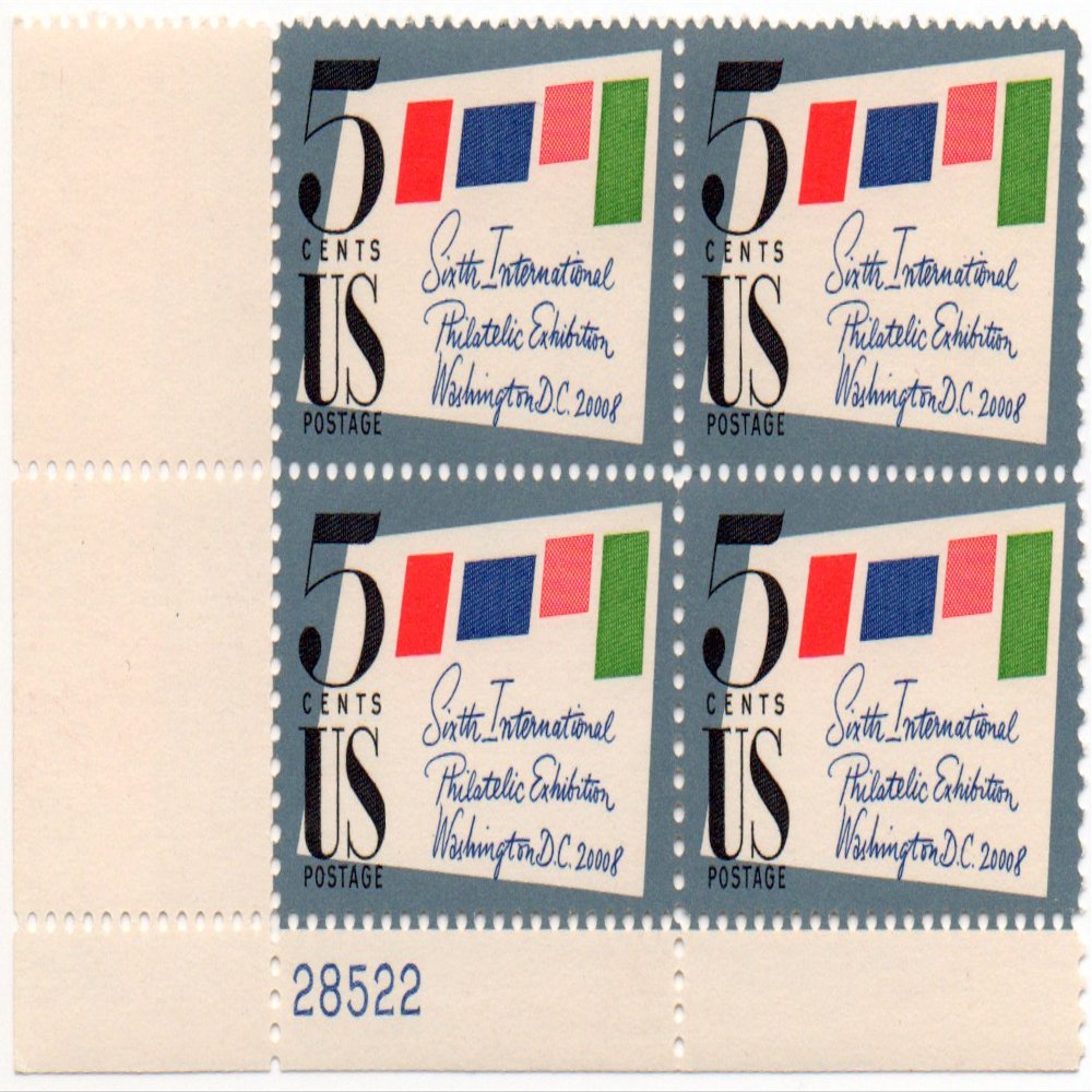 #1310 - 1966 5c SIPEX Postage Stamp Numbered Plate Block (4)