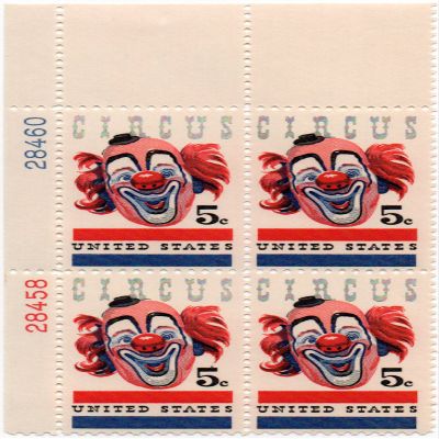 No. 1309 - 1966 5 American Circus U. S. Postage Plate Block (4 Stamps)