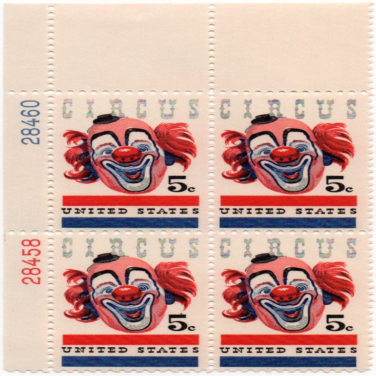 No. 1309 - 1966 5 American Circus U. S. Postage Plate Block (4 Stamps)