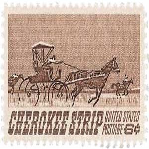 #1360 - 1968 6c Cherokee Strip Postage Stamp Numbered Plate Block (4)
