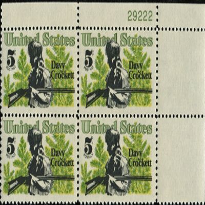 #1330 - 1967 5c Davy Crockett and Scrub U. S. Postage Stamp Plate Block (4)