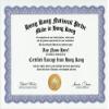 Hong Kong National Pride Certification: Custom Gag Nationality Family History Genealogy Certificate (Funny Customized Joke Gift - Novelty Item) view 1