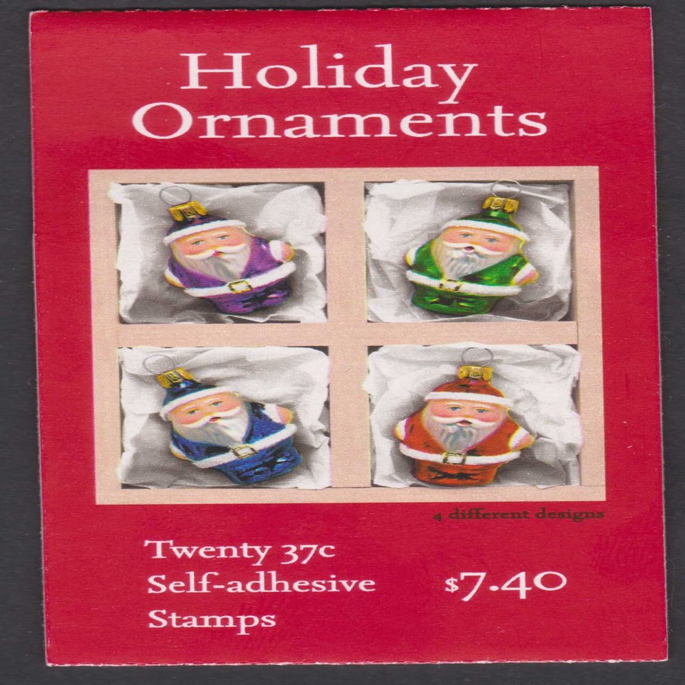 2004 Holiday Santa Claus Ornaments #3886b Booklet of 20 x 37 cents US Postage Stamps