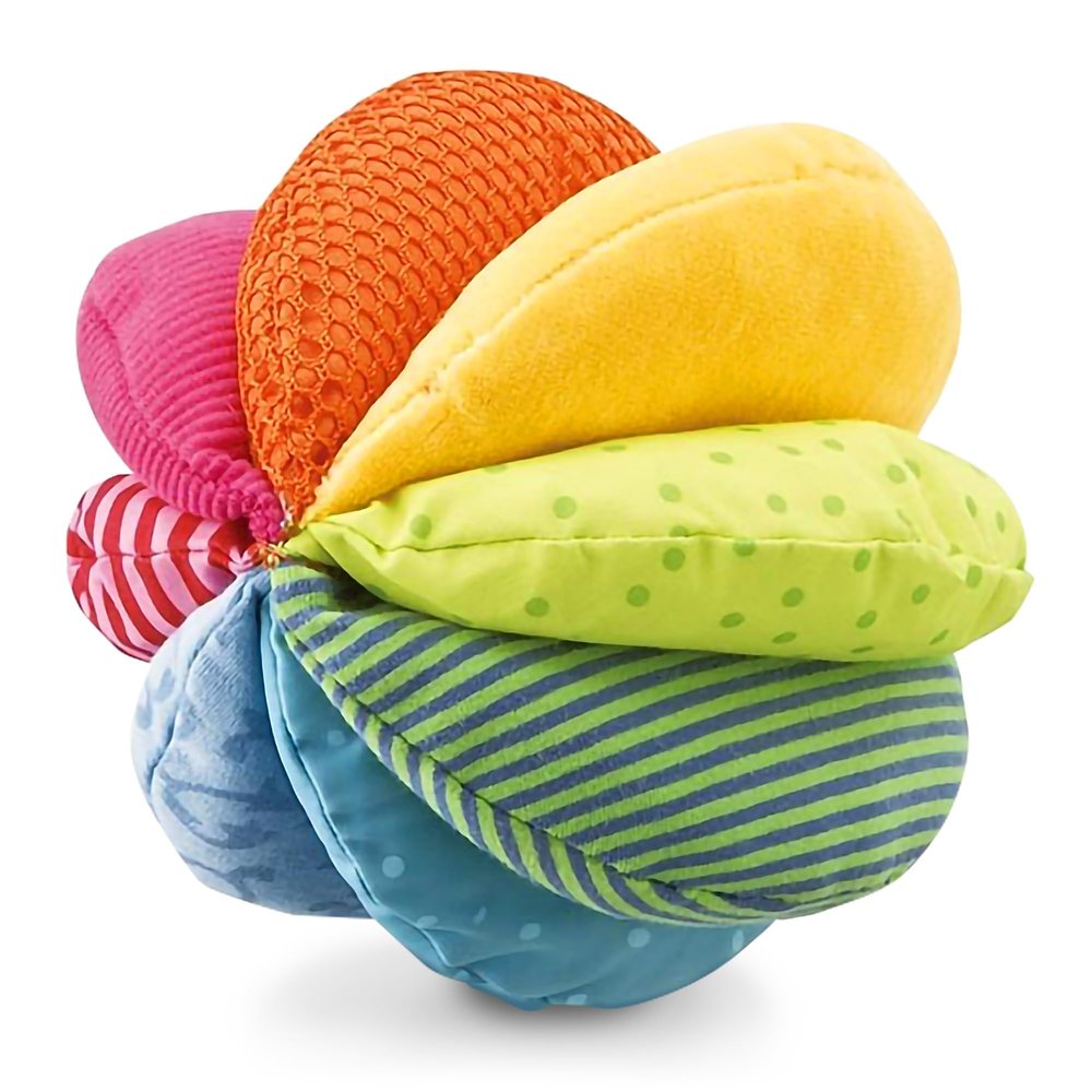 HABA Rainbow Baby Ball - Machine Washable Sensory Toys - Ideal Baby Toy for Teething, Tummy Time Toys for Ages 6 Months & up