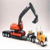 Diecast Toy Model Big Rig Long Haul Truck 1:32 Scale Peterbilt 379 Lowboy with Excavator, Yellow / Orange / Multicolor, 24 x 4 x 8 view 1