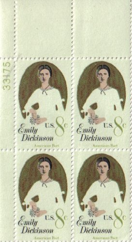 1971 EMILY DICKINSON ~ POET #1436 Plate Block of 4 x 8 cents US Postage Stamps