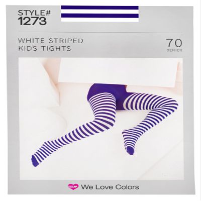 we Love Colors Kid's White Striped Tights in 22 Color Combos and 4 sizes!