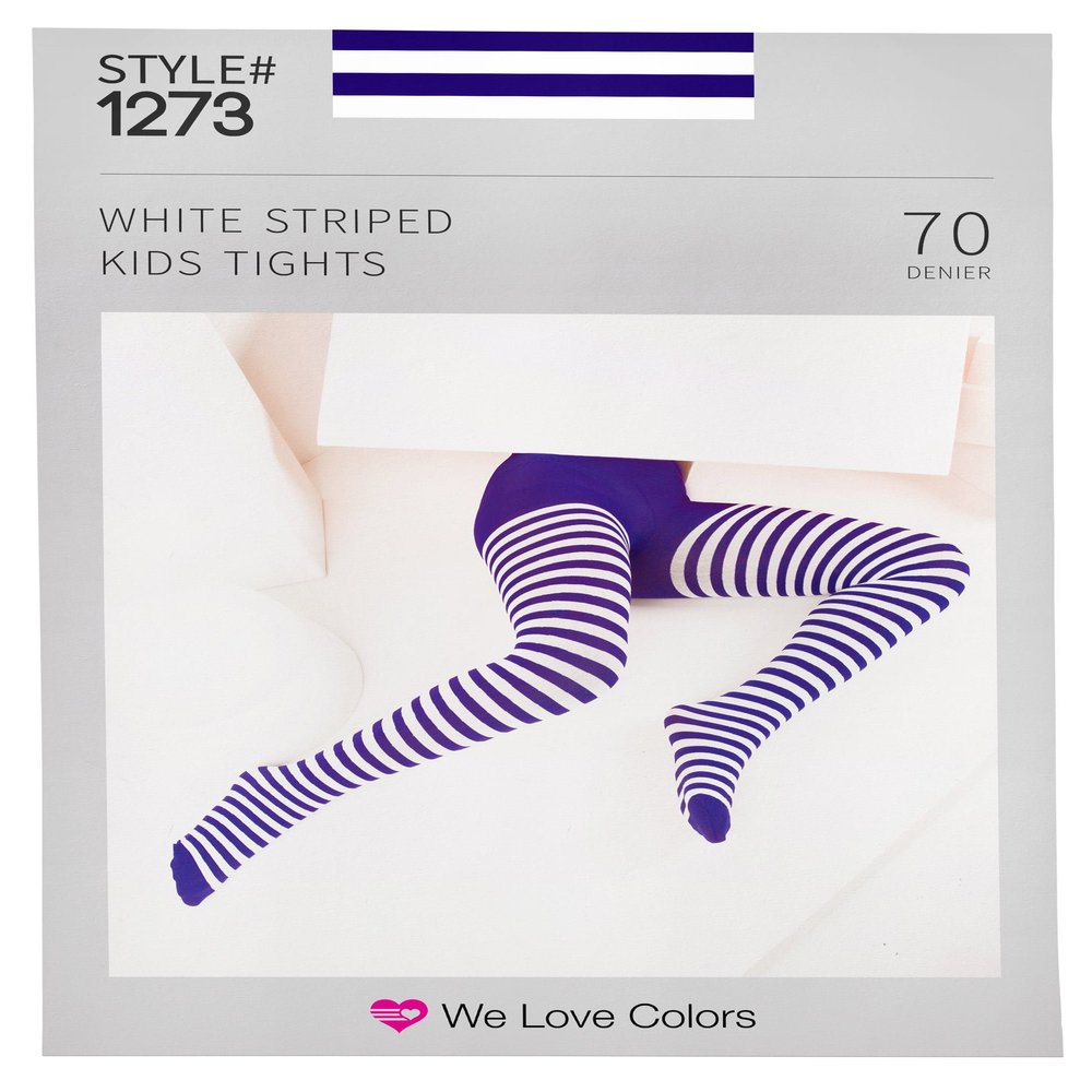 we Love Colors Kid's White Striped Tights in 22 Color Combos and 4 sizes!