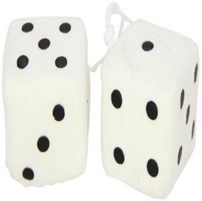 SUMEX DADOS10 Car Hanging Furry Dice, White, 7 x 7 cm