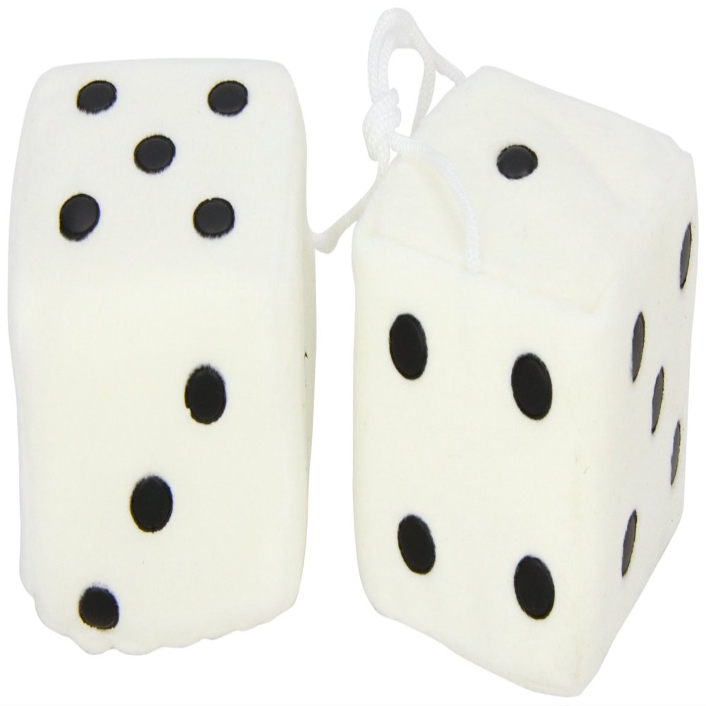 SUMEX DADOS10 Car Hanging Furry Dice, White, 7 x 7 cm